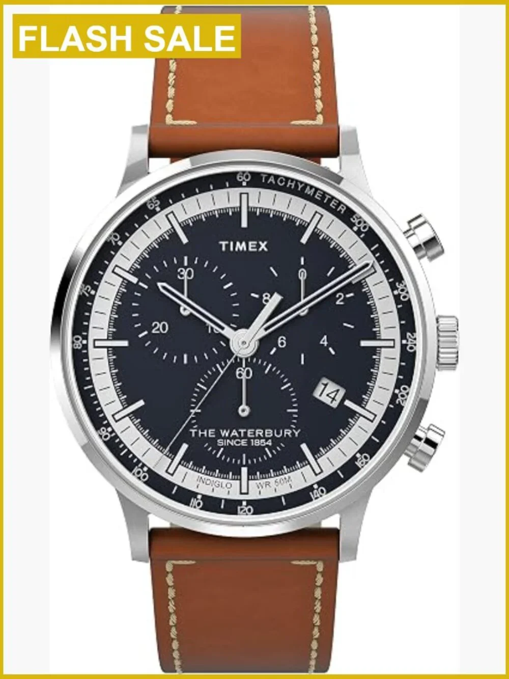 Timex Waterbury Classic Chrono 40mm Mens Watch Leather Strap